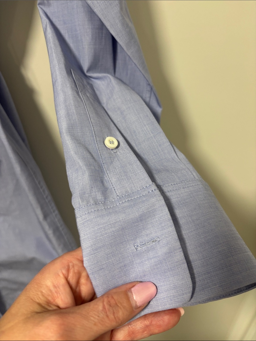 Theory Light Blue Long-Sleeve Shirt Dress with Waist Tie - Picture 4 of 9